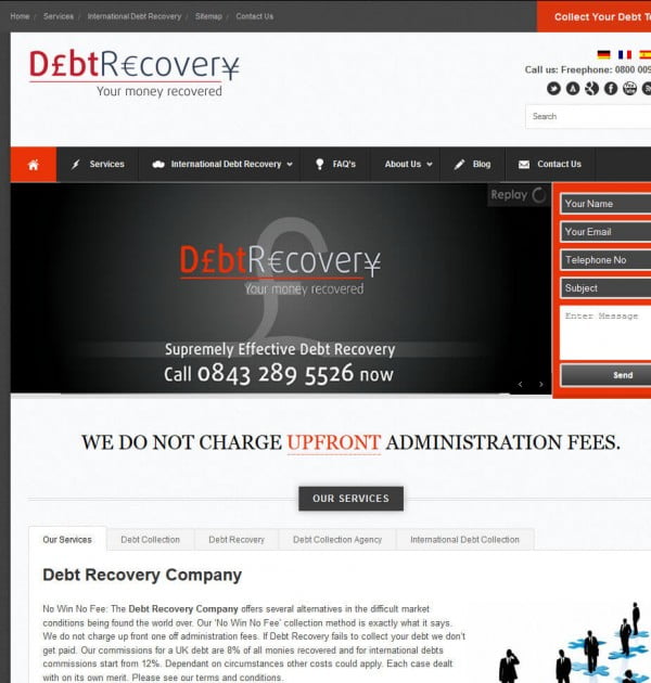 Debt Recovery B2B Debt Recovery website design