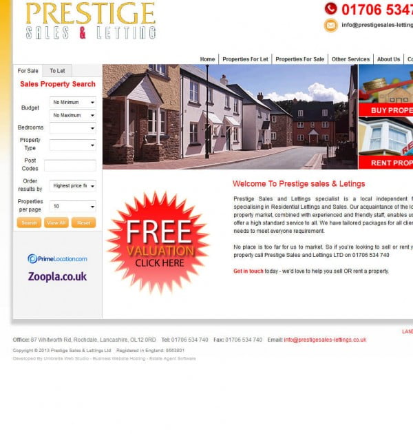 Prestige Sales Lettings LTD Website