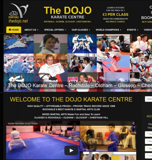 The Dojo karate website developed by Valen Digital