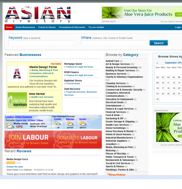 UK Asian Directory website