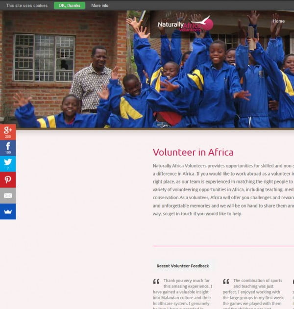 volunteer africa website by valen digital