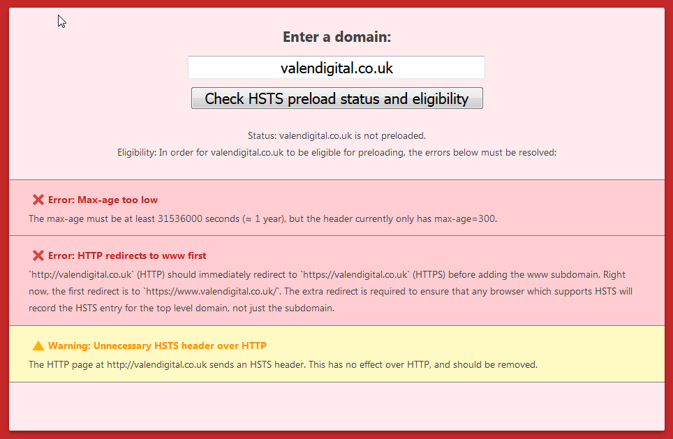 HSTS Installation Errors