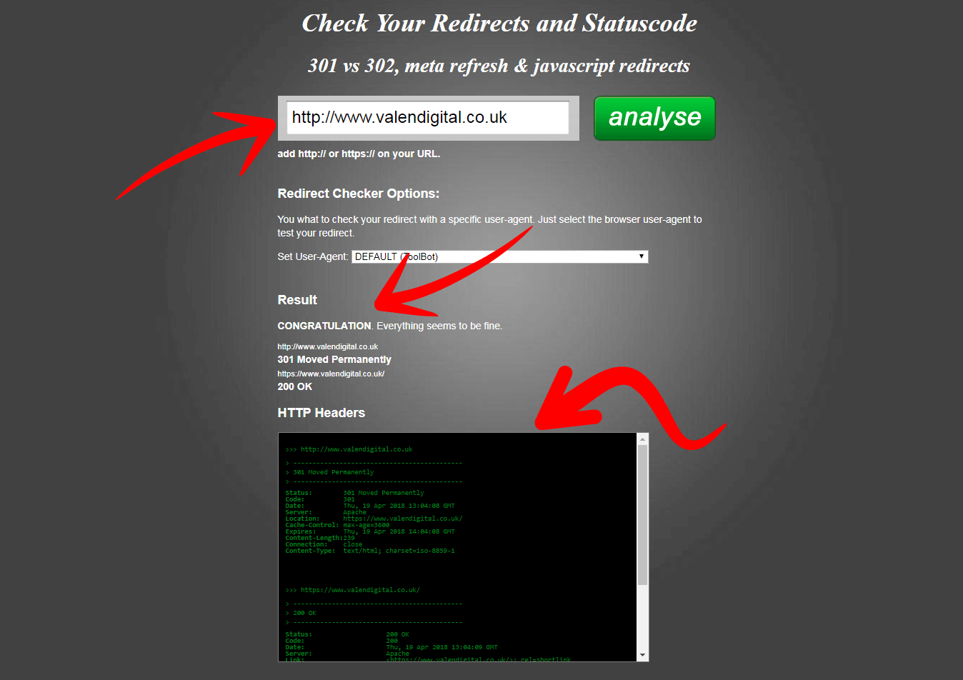 Redirect Checker - Check your 301 Statuscode