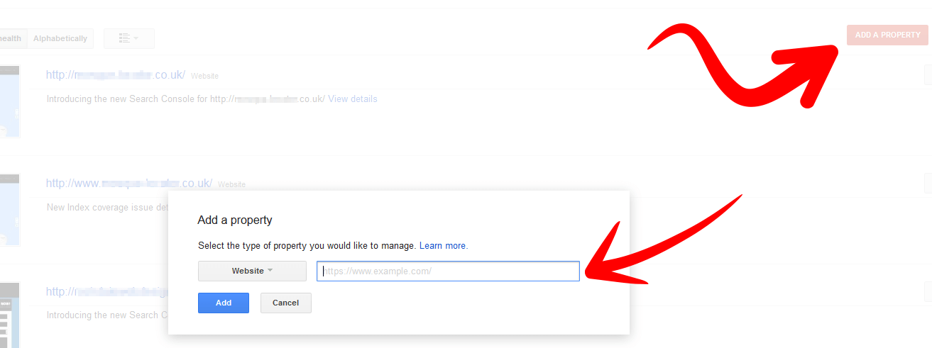 Search Console Add Website Property