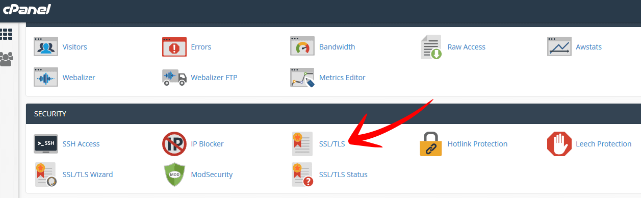 Navigate to cPanel Security section in hosting account