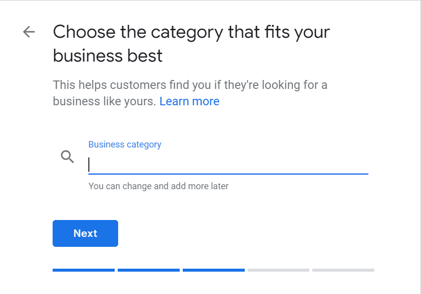 choose Google My Business category