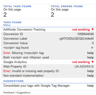 google tag assistant check tags