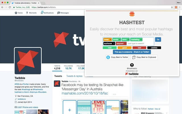 hashtest browser extension