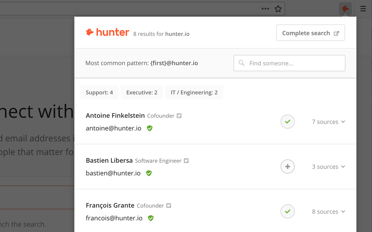 hunter browser extension