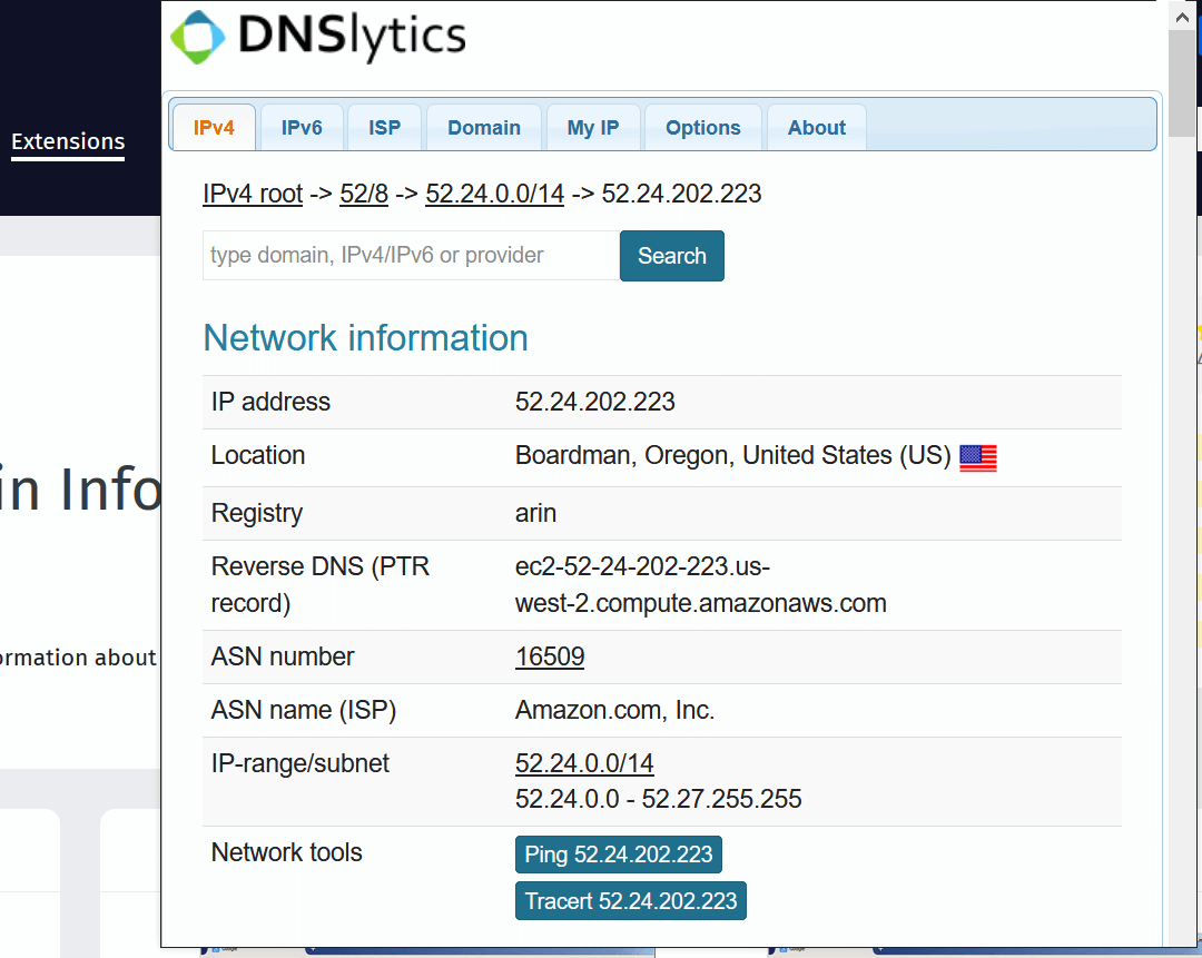 ip domain address browser extension