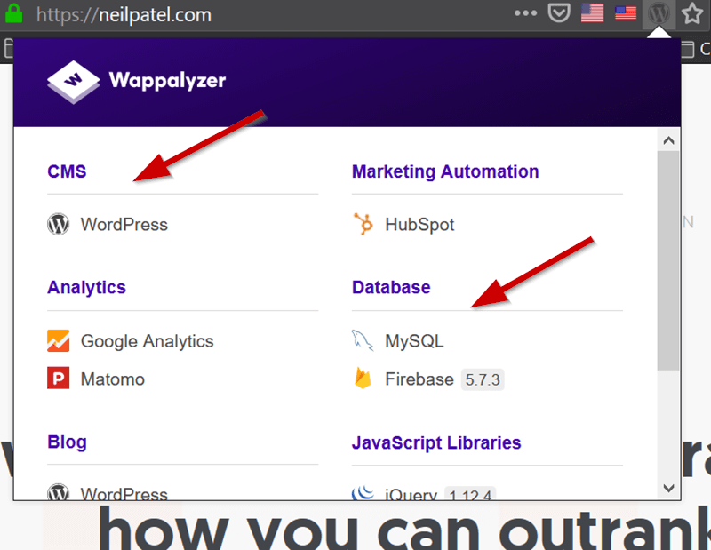 wappalyzer browser extension